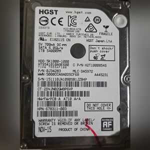 HGST 1TB 2.5" SATAInternal Hard Drive - PS4 Replacement - Ready to Install